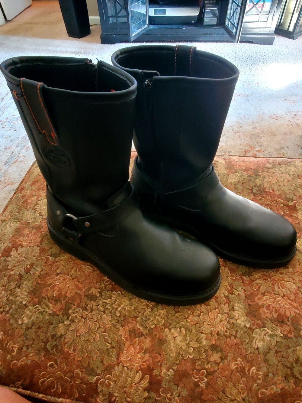 Men's Black Leather Engineer Boots - Classic Work Style